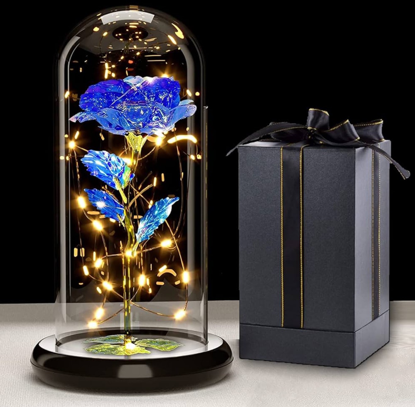 Galaxy Rose with LED Lights, Enchanted Flower Gift Set