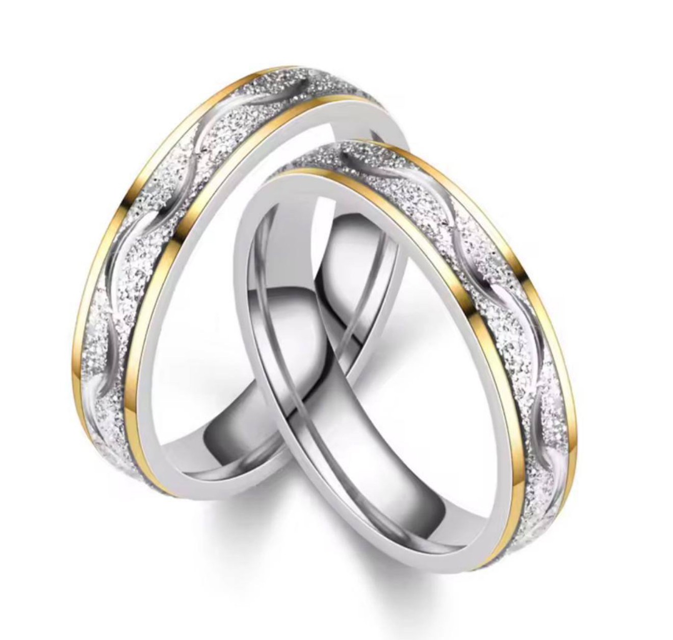 Engraved Gold Edge Promise Rings