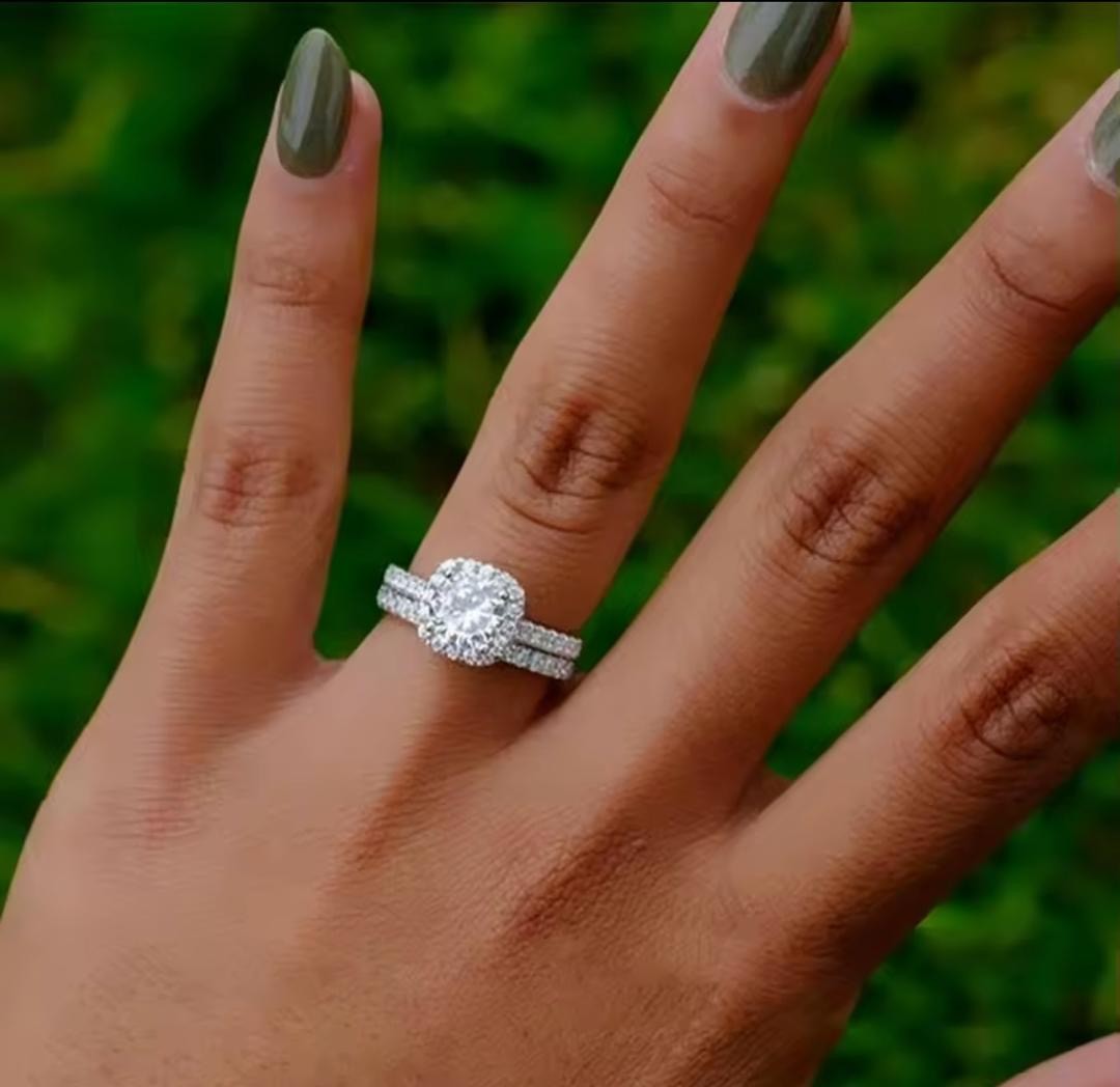 Sparkling Cushion Halo Ring