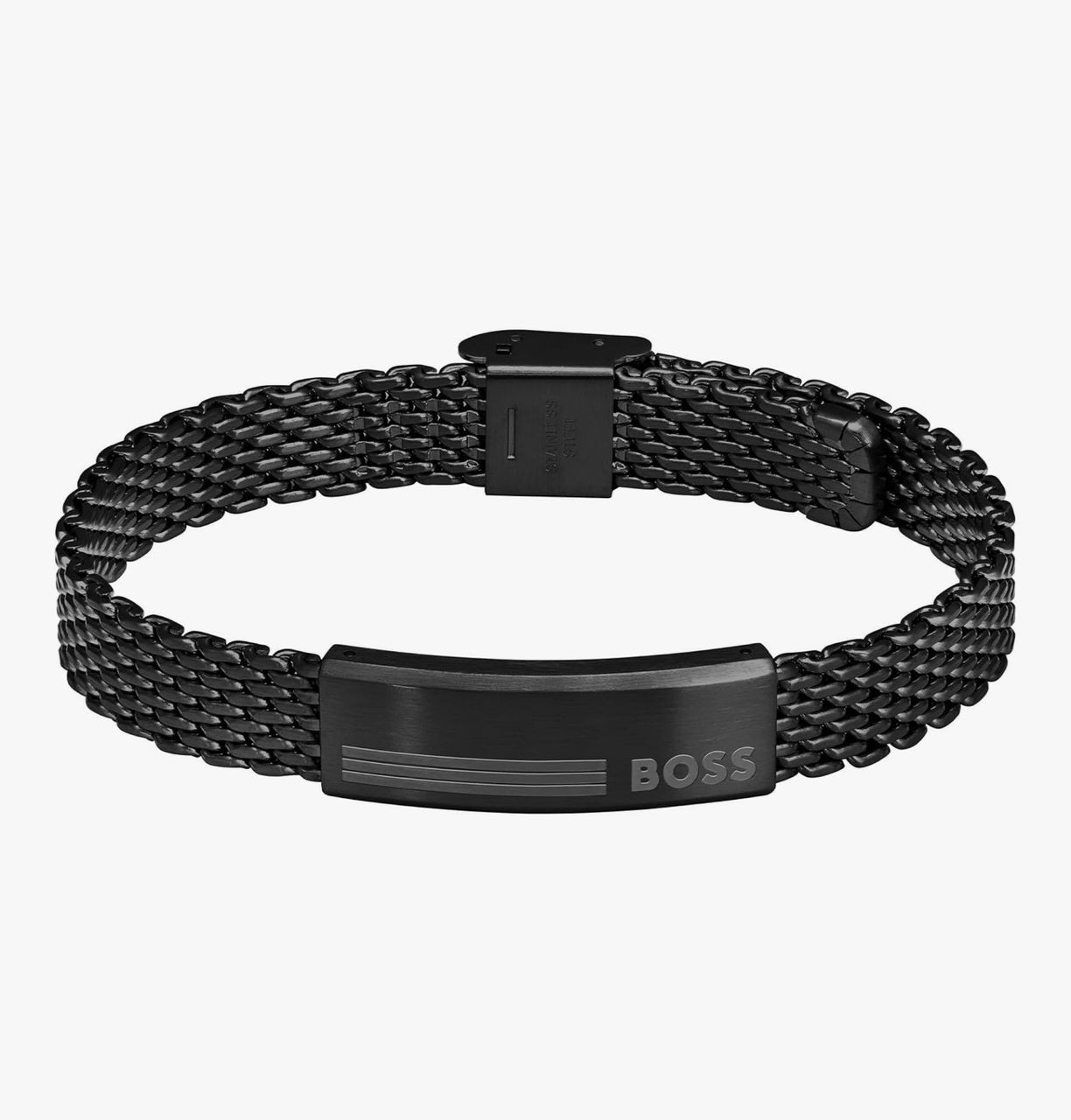 BOSS Black Stainless Steel Woven Bracelet.