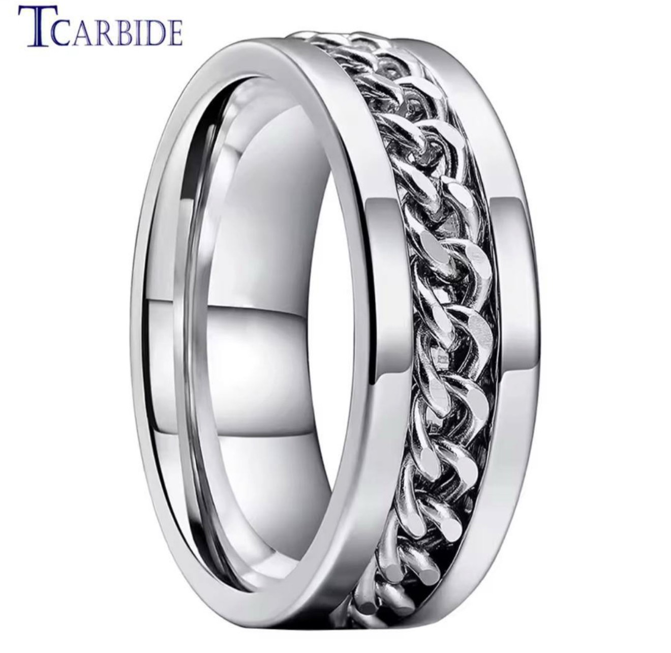 TCARIBIDE Men's Chain Link Ring
